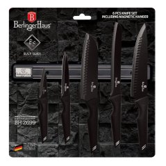 Sada kuchynských nožov s magnetickou lištou 6 dielna Berlingerhaus Black Silver Collection BH-2699