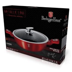 Plytký kastról 2,3 L s mramorovým povrchom 24 cm Berlingerhaus Metallic Line Burgundy BH-1262N