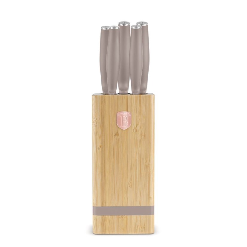 Sada kuchynských nožov s bambusovým stojanom 6 dielna Berlingerhaus Taupe Collection BH-2974