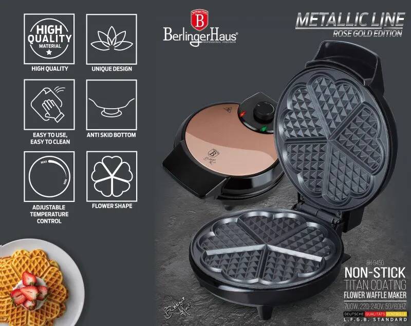 Vaflovač tvar kvetu Berlingerhaus Metallic Line Rose Gold BH-9450