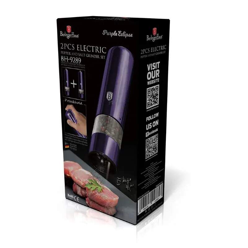 Elektrický mlynček na soľ a korenie 2 dielna sada Berlingerhaus Purple Eclipse Collection BH-9289