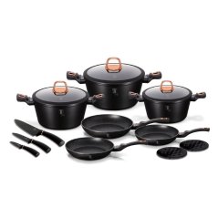 Sada hrncov s mramorovým povrchom 14 dielna Berlingerhaus Black Rose Collection BH-7187