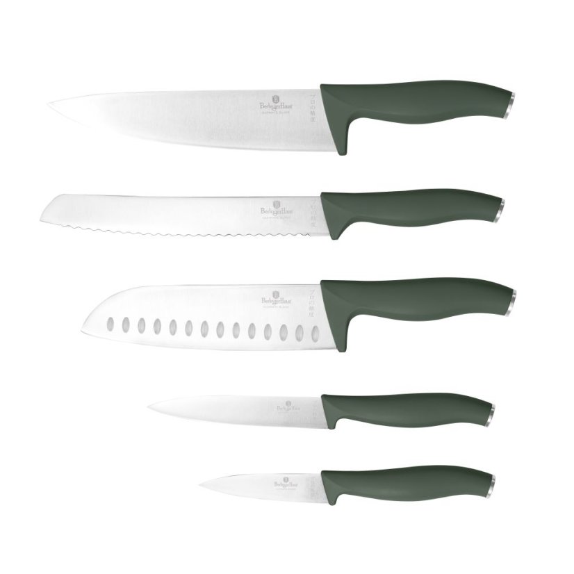 Sada kuchynských nožov s bambusovým stojanom 6 dielna Berlingerhaus Matte Green Collection BH-2751