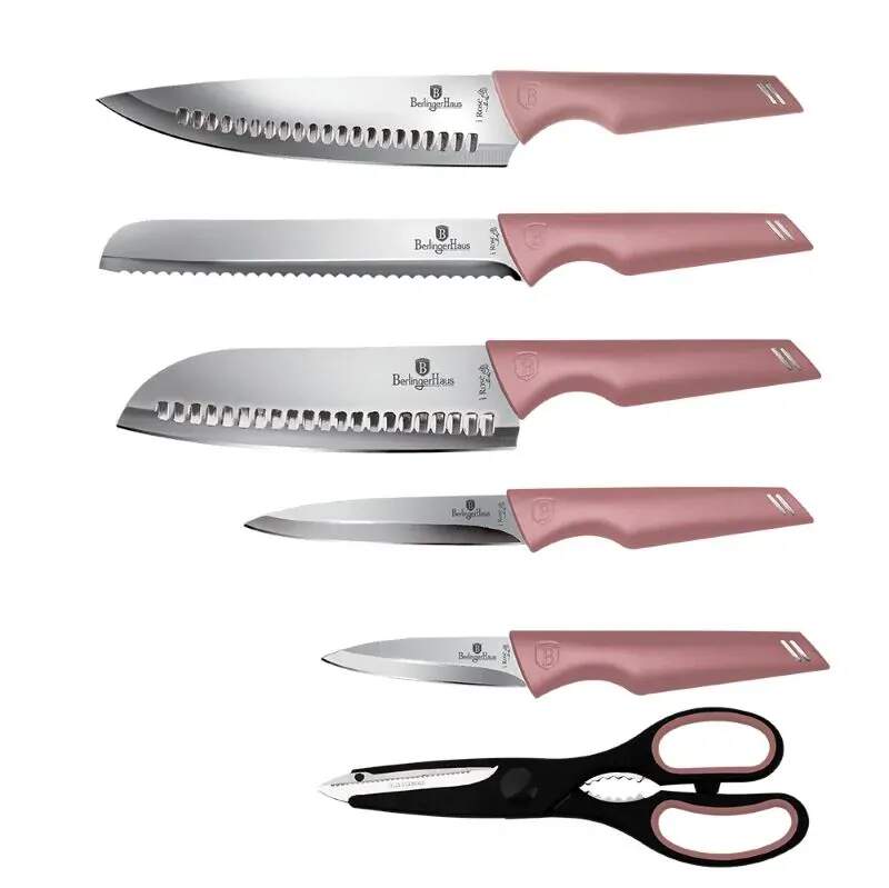 Sada kuchynských nožov v nerezovom stojane 7 dielna Berlingerhaus I-Rose Edition BH-2797