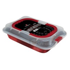 Hlboký pekáč na pečenie s plastovým krytom 36,5 x 24,5 cm Berlingerhaus Metallic Line Burgundy BH-1555