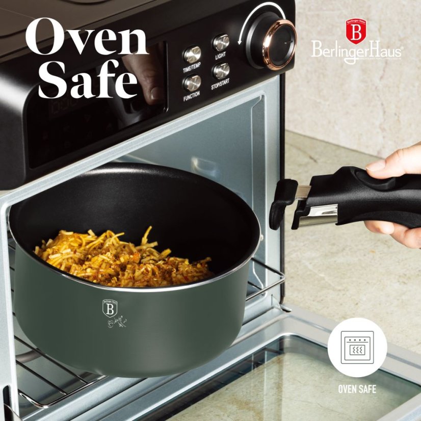 Sada varných a zapékacích mís s odnímatelnou rukojetí 13 dílná vhodná do trouby do 220°C Berlingerhaus Matte Green Collection BH-8423