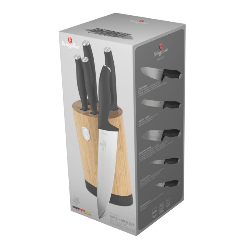 Sada kuchyňských nožů s bambusovým stojanem 6 dílná Berlingerhaus Anthracite Collection BH-2672