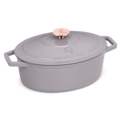 Ťažký liatinový oválny hrniec s vekom 4,65 L Berlingerhaus Taupe Collection BH-6541