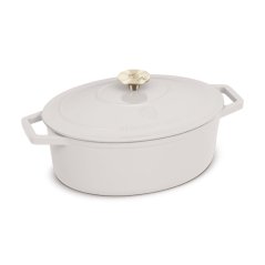 Oval roaster, 32 cm, cast iron, cream, Berlingerhaus Sahara Collection BH-8967