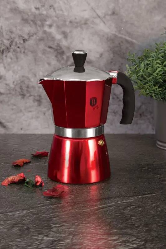 Kávovar na espresso pre 3 osoby Berlingerhaus Metallic Line Burgundy BH-6387