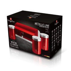 Chlebník s 3 dielnou sadou dóz na potraviny Berlingerhaus Metallic Line Burgundy BH-6729