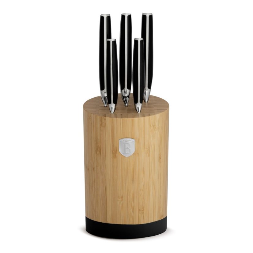 6 pcs knife set with bamboo stand Berlingerhaus Matte Black Collection BH-3136