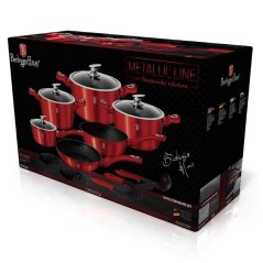 Sada hrncov s mramorovým povrchom 15 dielna Berlingerhaus Metallic Line Burgundy BH-1226N