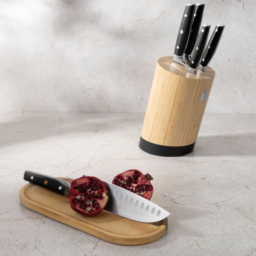 Sada kuchyňských nožů s bambusovým stojanem 6 dílná Berlingerhaus Matte Black Collection BH-3136