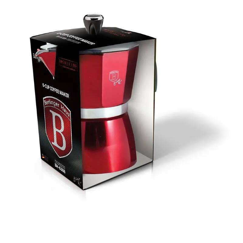 Kávovar na espresso pre 6 osôb Berlingerhaus Metallic Line Burgundy BH-6388