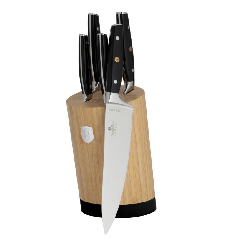 6 pcs knife set with bamboo stand Berlingerhaus Matte Black Collection BH-3136