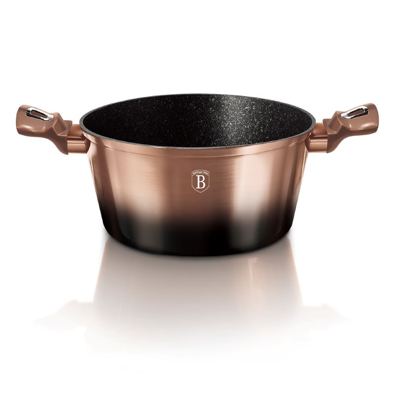 Kastról 6,1 L s mramorovým povrchom 28 cm Berlingerhaus Metallic Line Rose Gold Noir BH-6109