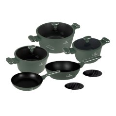 Sada hrncov s titanovým povrchom 10 dielna Berlingerhaus Matte Green Collection BH-8207