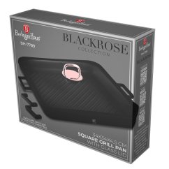 Štvorcová grilovacia panvica s pokrievkou 34 cm x 4,5 cm pre použitie aj v rúre do 220°C Berlingerhaus Black Rose Collection BH-7789