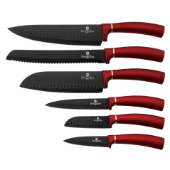 Sada kuchynských nožov v kazete 6 dielna Berlingerhaus Metallic Line Burgundy BH-2542