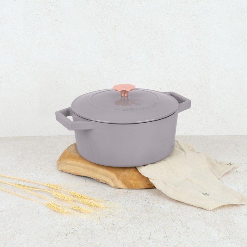 Ťažký liatinový hrniec s vekom Ø 24 cm 4,35 L Berlingerhaus Taupe Collection BH-6525