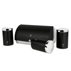 Chlebník s 3 dílnou sadou dóz na potraviny Berlingerhaus Matte Black Collection BH-6733