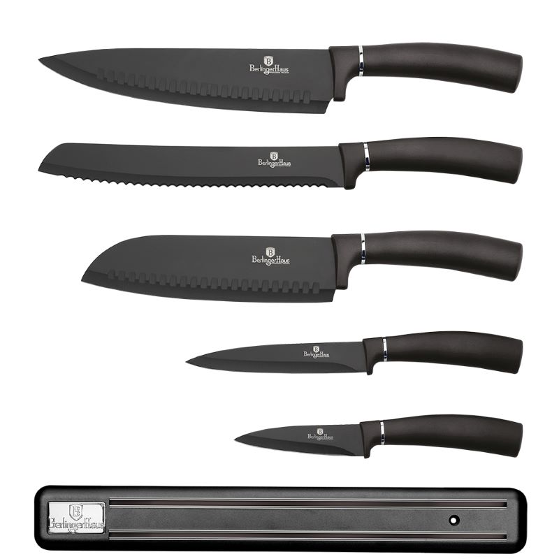 Sada kuchynských nožov s magnetickou lištou 6 dielna Berlingerhaus Metallic Line Carbon Pro Edition BH-2682