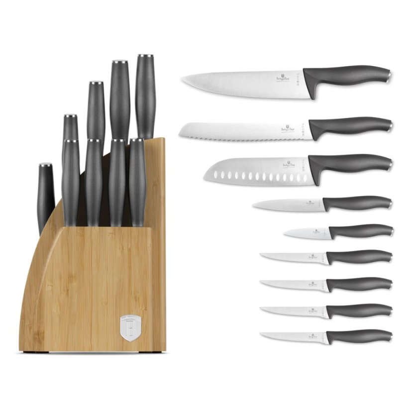 Sada kuchynských nožov s bambusovým stojanom 10 dielna Berlingerhaus Anthracite Collection BH-2758