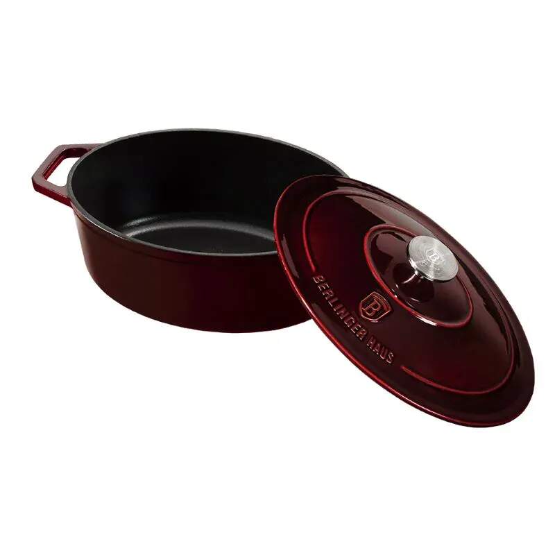 Ťažký liatinový oválny hrniec s vekom 4,65 L Berlingerhaus Burgundy Collection BH-6499