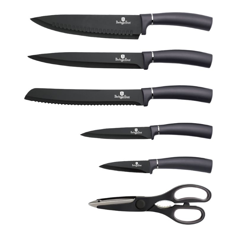 Sada kuchynských nožov v nerezovom stojane 7 dielna Berlingerhaus Metallic Line Carbon Pro Edition BH-2600