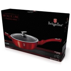 Hlboká panvica s pokrievkou 4,9 L s mramorovým povrchom 32 cm Berlingerhaus Metallic Line Burgundy BH-1261N