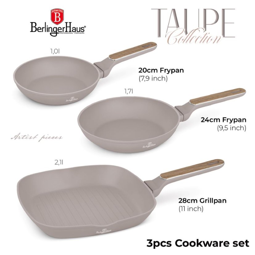 Sada 3 pánví Berlingerhaus Taupe Nordic Collection BH-8342