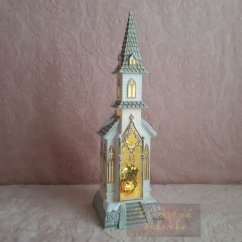 Vianočný kostolík so snežením a zvonkohrou – Betlehem