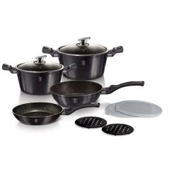 Sada hrncov s mramorovým povrchom 10 dielna Berlingerhaus Metallic Line Carbon Pro Edition BH-6886MN