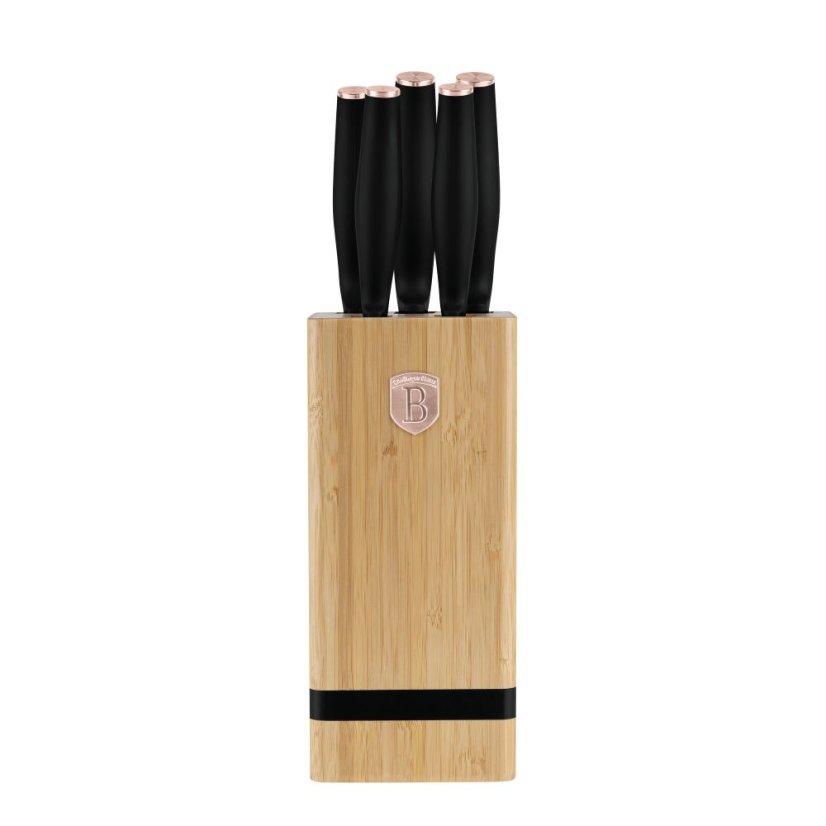 6 pcs knife set with bamboo stand Berlingerhaus Black Rose Collection BH-2970