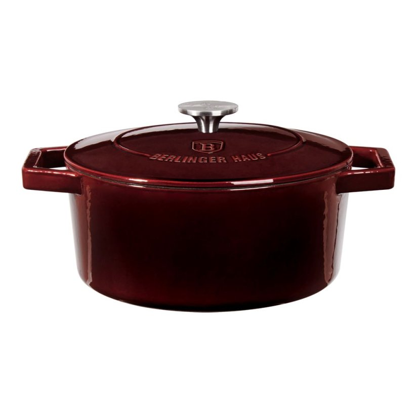 Ťažký liatinový hrniec s vekom Ø 24 cm 4,35 L Berlingerhaus Burgundy Collection BH-6497