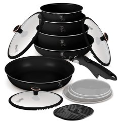 Sada varných a zapekacích mís s odnímateľnou rukoväťou 13 dielna vhodná do rúry do 220°C Berlingerhaus Black Rose Collection BH-8419