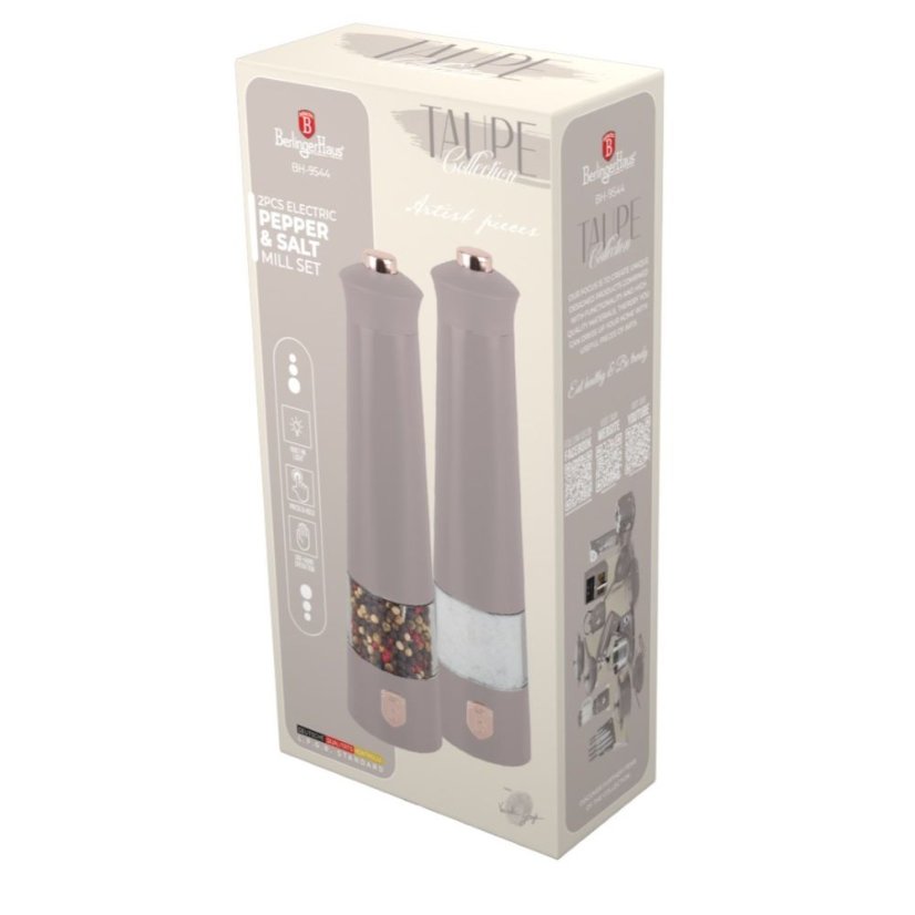 Elektrický mlynček na soľ a korenie 2 dielna sada Berlingerhaus Taupe Collection BH-9544