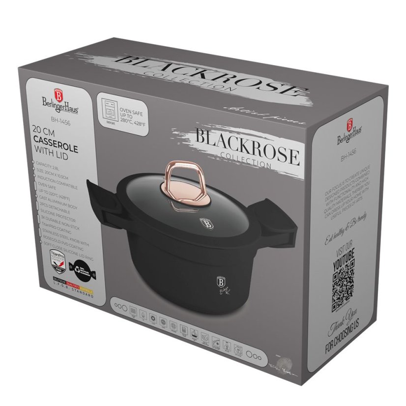 Kastról 2,8 L s titanovým povrchom 20cm Berlingerhaus Black Rose Collection BH-1456
