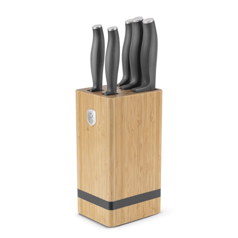 Sada kuchynských nožov s bambusovým stojanom 6 dielna Berlingerhaus Anthracite Collection BH-2968
