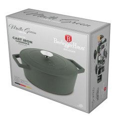 Ťažký liatinový hrniec s vekom Ø 24 cm 4,35 L Berlingerhaus Matte Green Collection BH-6544