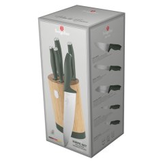 Sada kuchynských nožov s bambusovým stojanom 6 dielna Berlingerhaus Matte Green Collection BH-2757