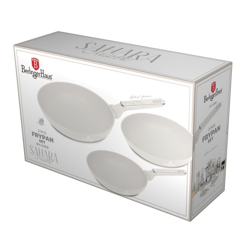 3 pcs frypan set Berlingerhaus Sahara Marble Collection BH-8398