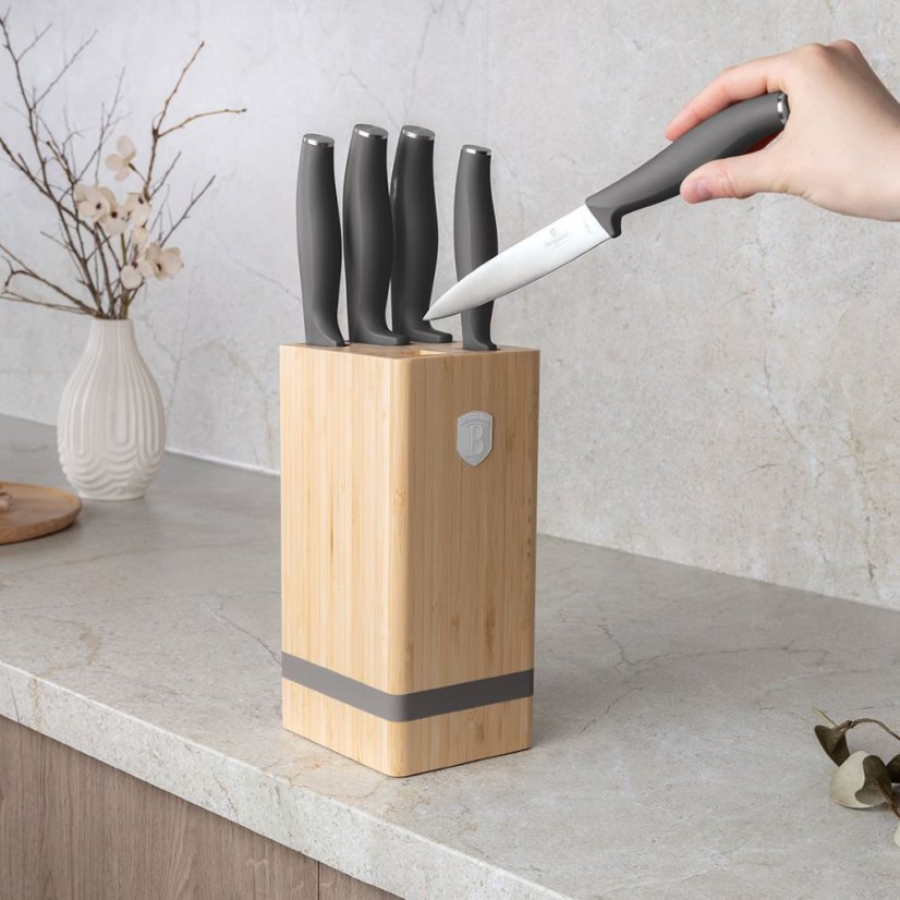 Sada kuchynských nožov s bambusovým stojanom 6 dielna Berlingerhaus Anthracite Collection BH-2968