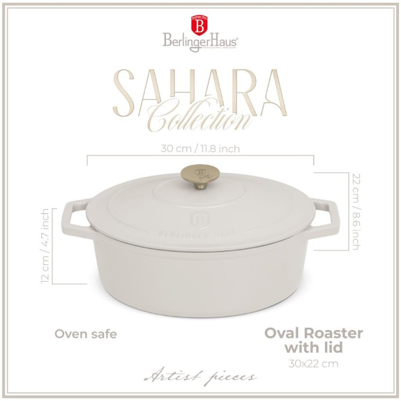 Ťažký liatinový oválny hrniec s vekom 4,65 L Berlingerhaus Sahara Collection BH-6540