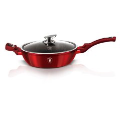 Hlboká panvica s pokrievkou 4,9 L s mramorovým povrchom 32 cm Berlingerhaus Metallic Line Burgundy BH-1261N