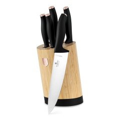6 pcs knife set with bamboo stand Berlingerhaus Black Rose Collection BH-2752
