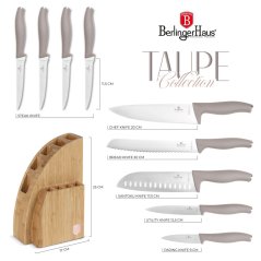 10 pcs knife set with bamboo stand Berlingerhaus Taupe Collection BH-3122
