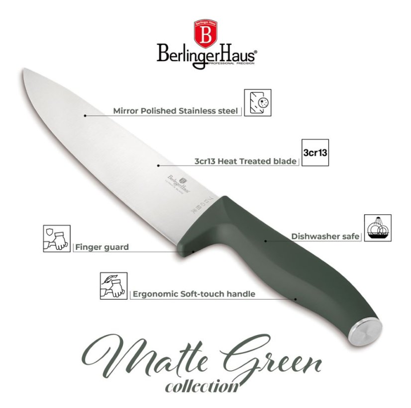 Sada kuchynských nožov 6 dielna Berlingerhaus Matte Green Collection BH-3138