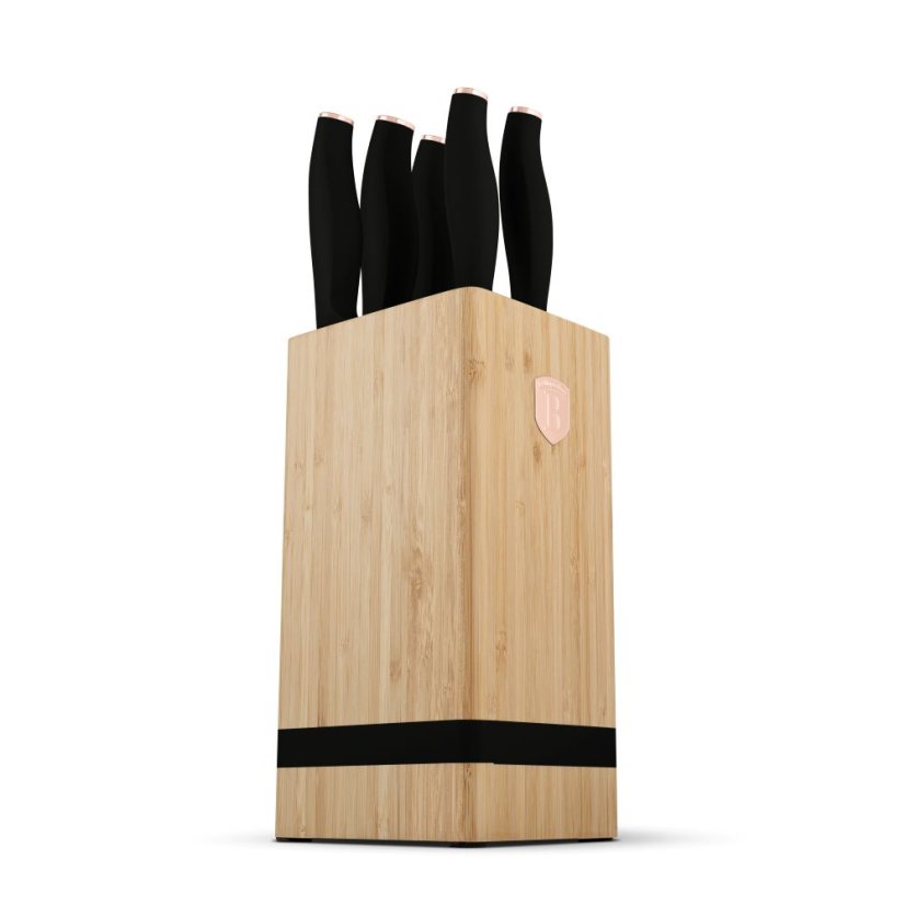 6 pcs knife set with bamboo stand Berlingerhaus Black Rose Collection BH-2970